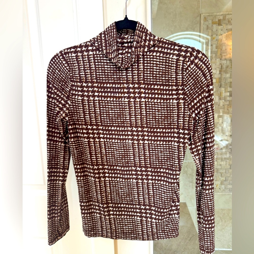 Petite Houndstooth Turtleneck Top